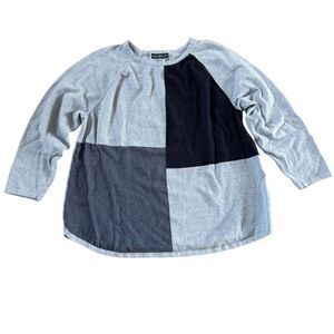 Karen Scott Blue Colorblocked Sweater Size XXL